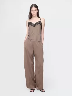 Mid Rise Recycled Satin Seamed Pants