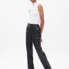 Mid Rise Vegan Leather Loose Pants