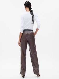 Mid Rise Vegan Leather Loose Pants brown noir 1 247x329 - Mid Rise Vegan Leather Loose Pants