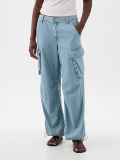 Mid Rise Wide Baggy Cargo Jeans