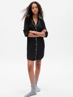 Modal PJ Shirtdress true black 247x329 - Modal PJ Shirtdress