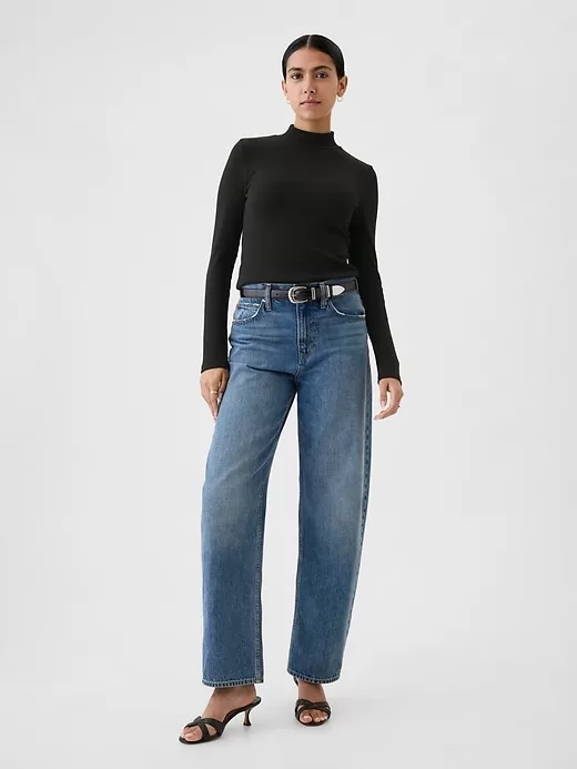 Modern Rib Cropped Mockneck Shirt Modern Rib Cropped Mockneck Shirt