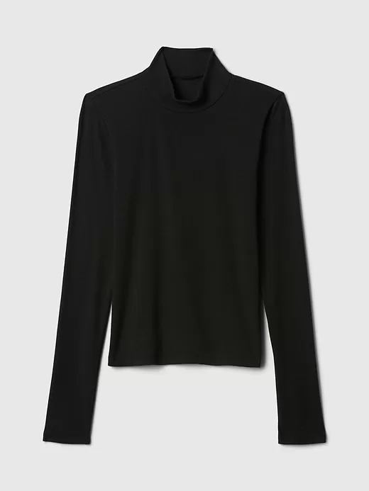 Modern Rib Cropped Mockneck Shirt Modern Rib Cropped Mockneck Shirt