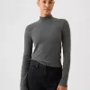 Modern Rib Cropped Mockneck Shirt