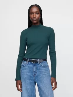Modern Rib Cropped Mockneck Shirt