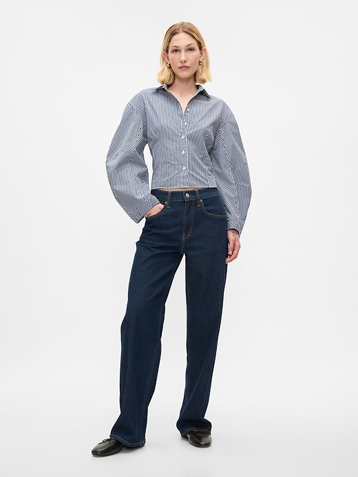 Organic Cotton Poplin Barrel Sleeve Cropped Shirt Organic Cotton Poplin Barrel Sleeve Cropped Shirt