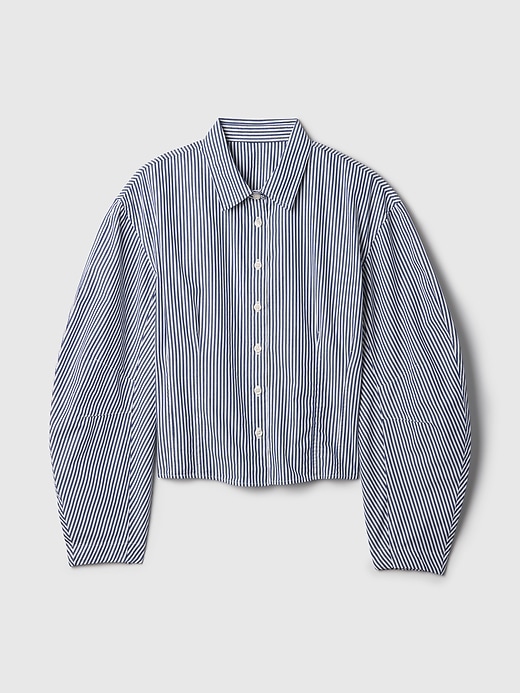 Organic Cotton Poplin Barrel Sleeve Cropped Shirt Organic Cotton Poplin Barrel Sleeve Cropped Shirt