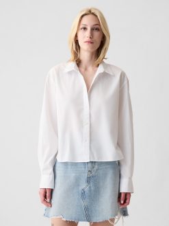 Organic Cotton Poplin Cropped Shirt