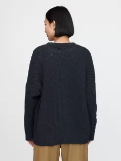 Oversized Mixed Cable-Knit Sweater