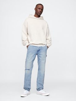 Railroad Striped Straight Carpenter Jeans