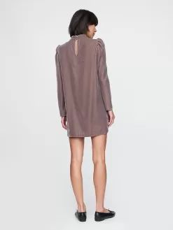 Recycled Velvet Puff Sleeve Mini Dress