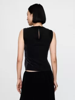 Recycled Velvet Square-Neck Cropped Top