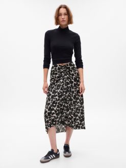 Ruched Floral Midi Skirt
