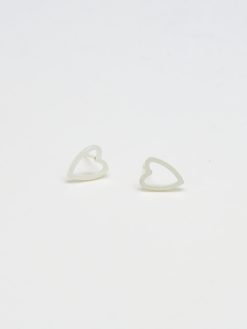 Silver Heart Outline Stud Earrings