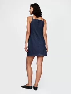 Square-Neck Denim Mini Dress