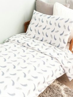The Gilded Bird Boho Feathers Organic Cotton Toddler Duvet Cover and Pillow Case Set
