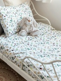 The Gilded Bird Wild Bee White Organic Cotton Toddler Duvet Cover and Pillow Case Set