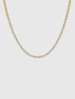 Thin Three Prong Tennis Necklace