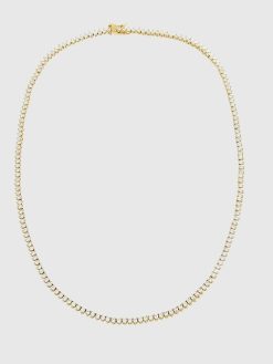 Thin Three Prong Tennis Necklace