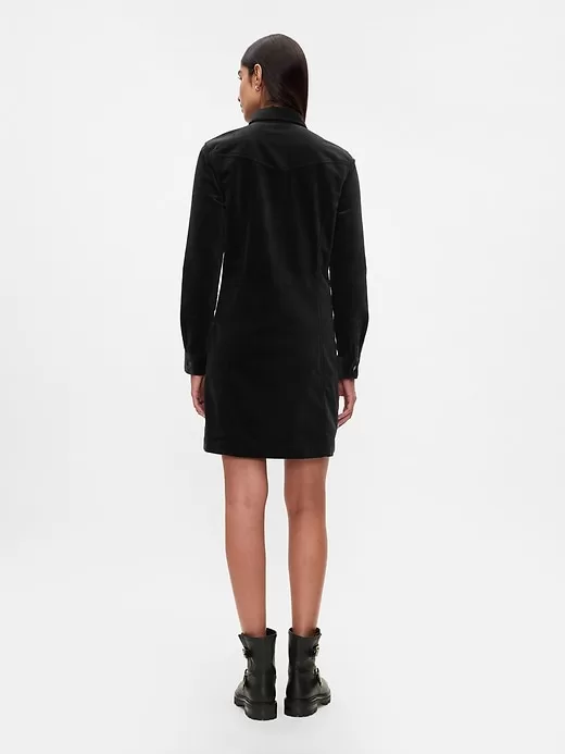 Velvet Denim Mini Shirtdress Velvet Denim Mini Shirtdress