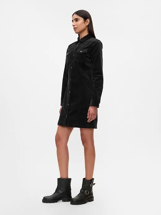 Velvet Denim Mini Shirtdress Velvet Denim Mini Shirtdress