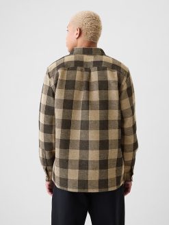 Waffle-Knit Flannel Shirt